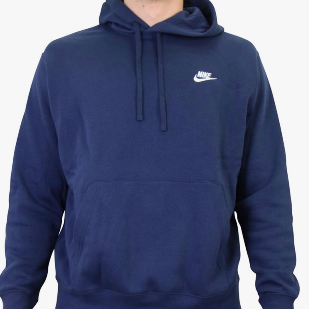 NIKE Sportswear Club Fleece Mens Pullover Hoodie, navy blue, men’s size small